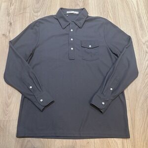 NWOT Criquet Players Shirt Mens Large Gray Long Sleeve Polo Pique Golf Pima
